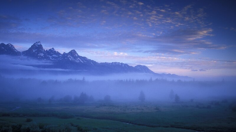 Misty mountains at dawn
