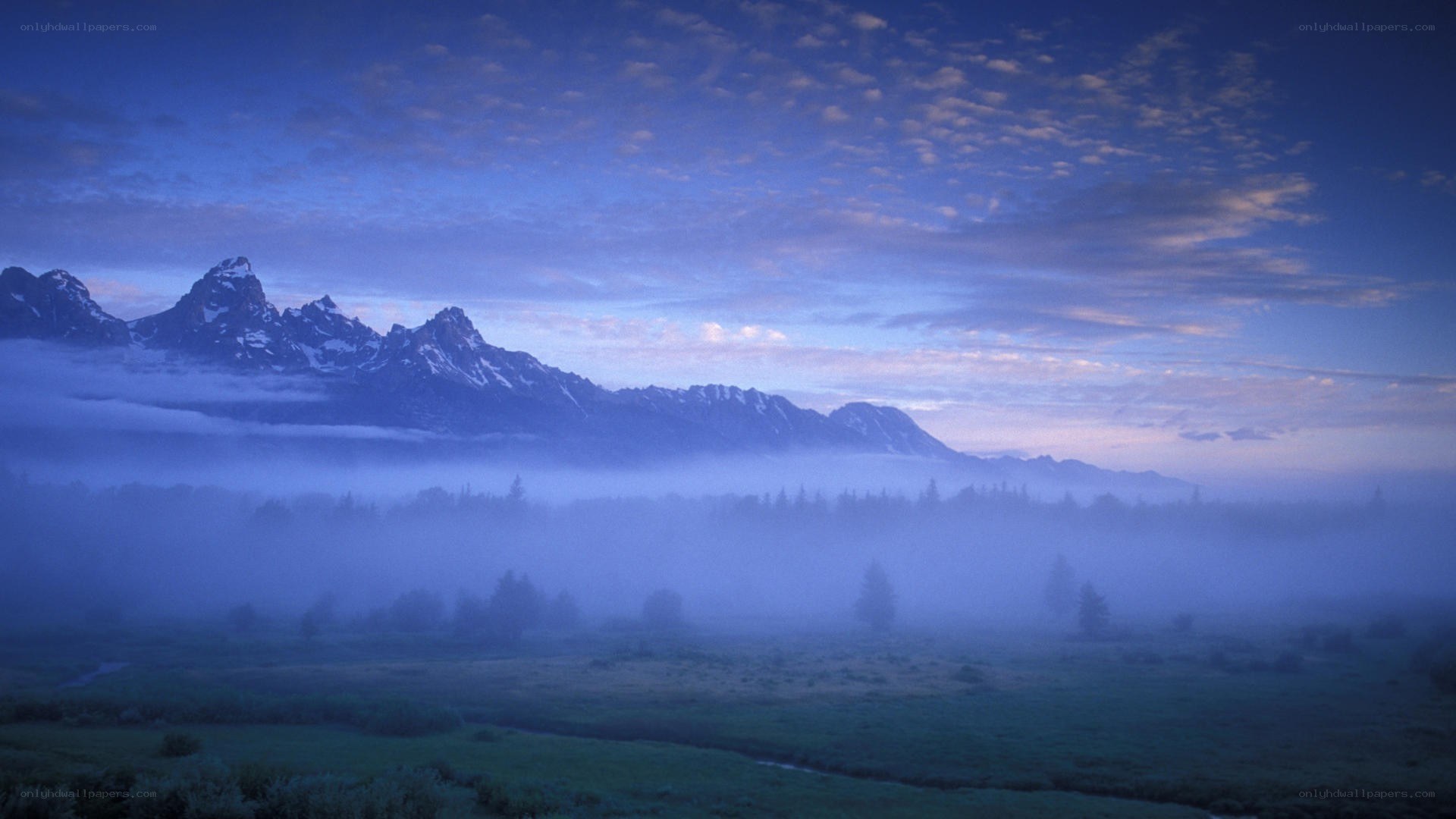 Misty mountains at dawn