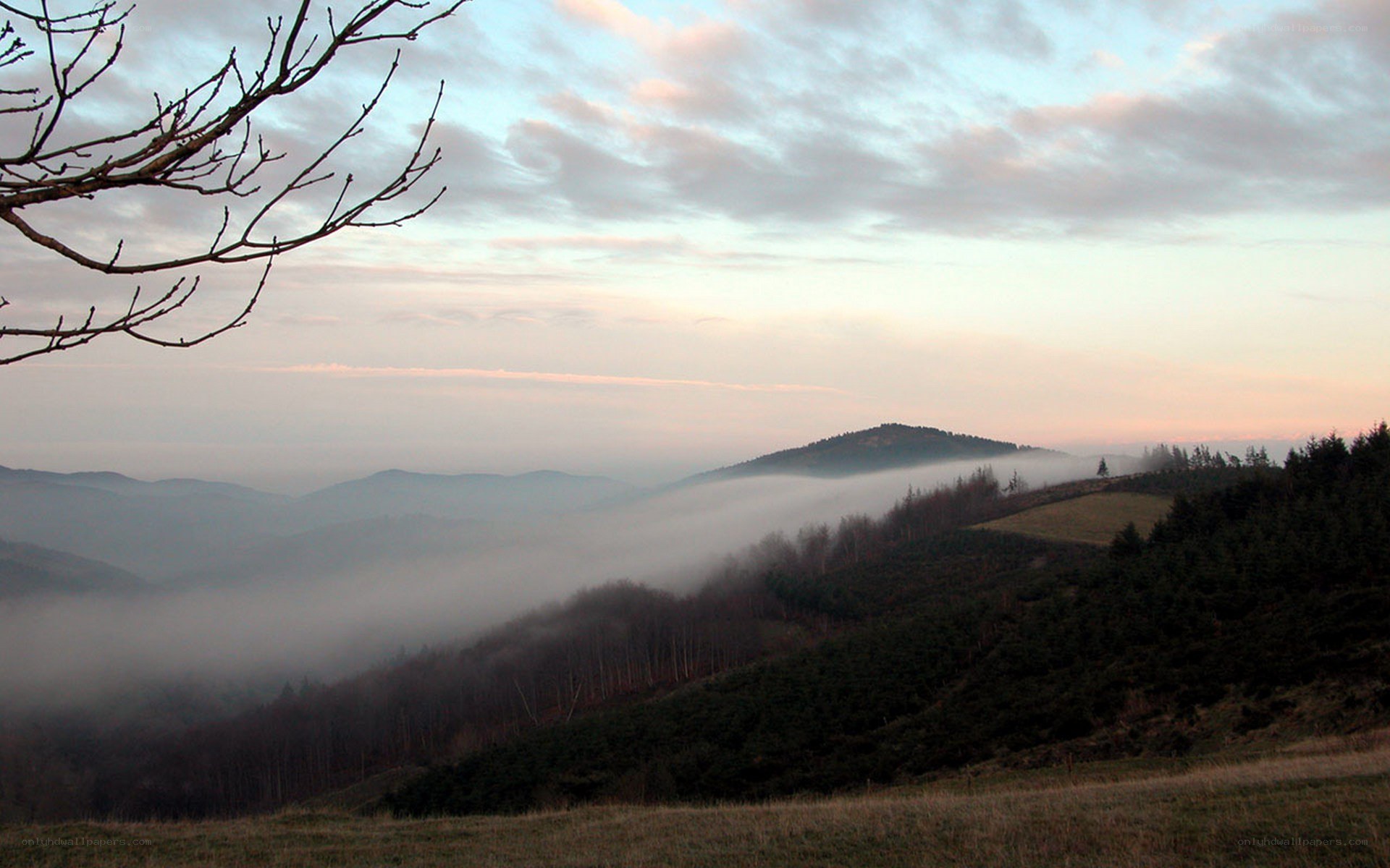 Misty mountains at dawn