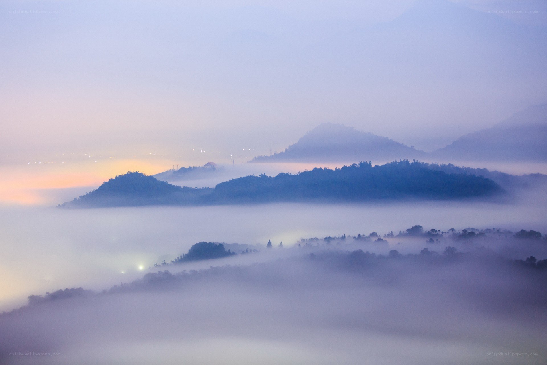 Misty mountains at dawn
