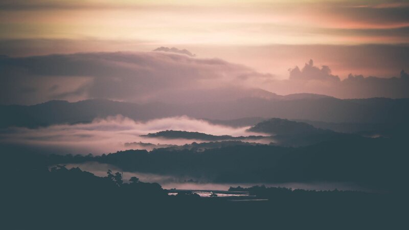 Misty mountains at dawn