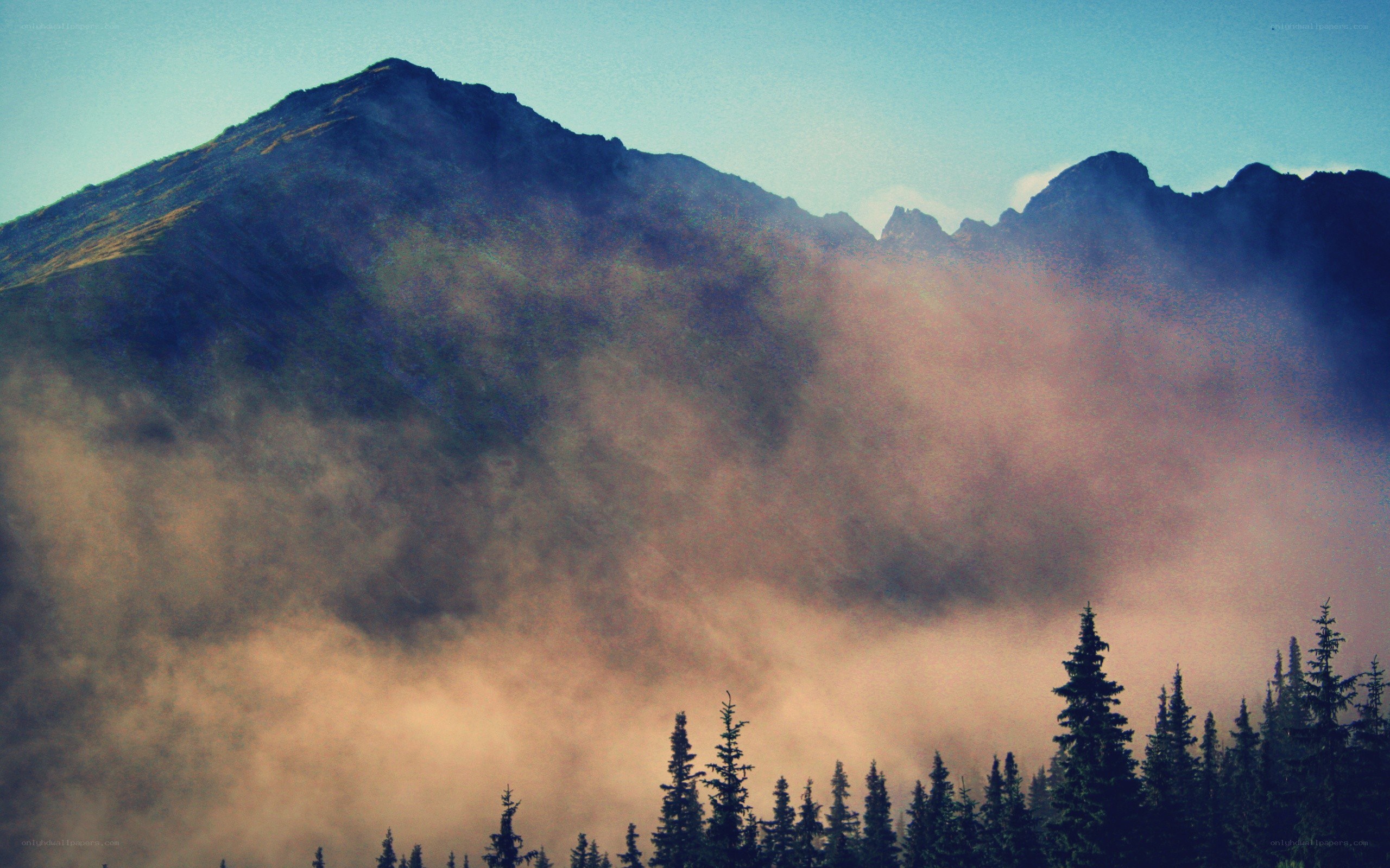 Misty mountains at dawn