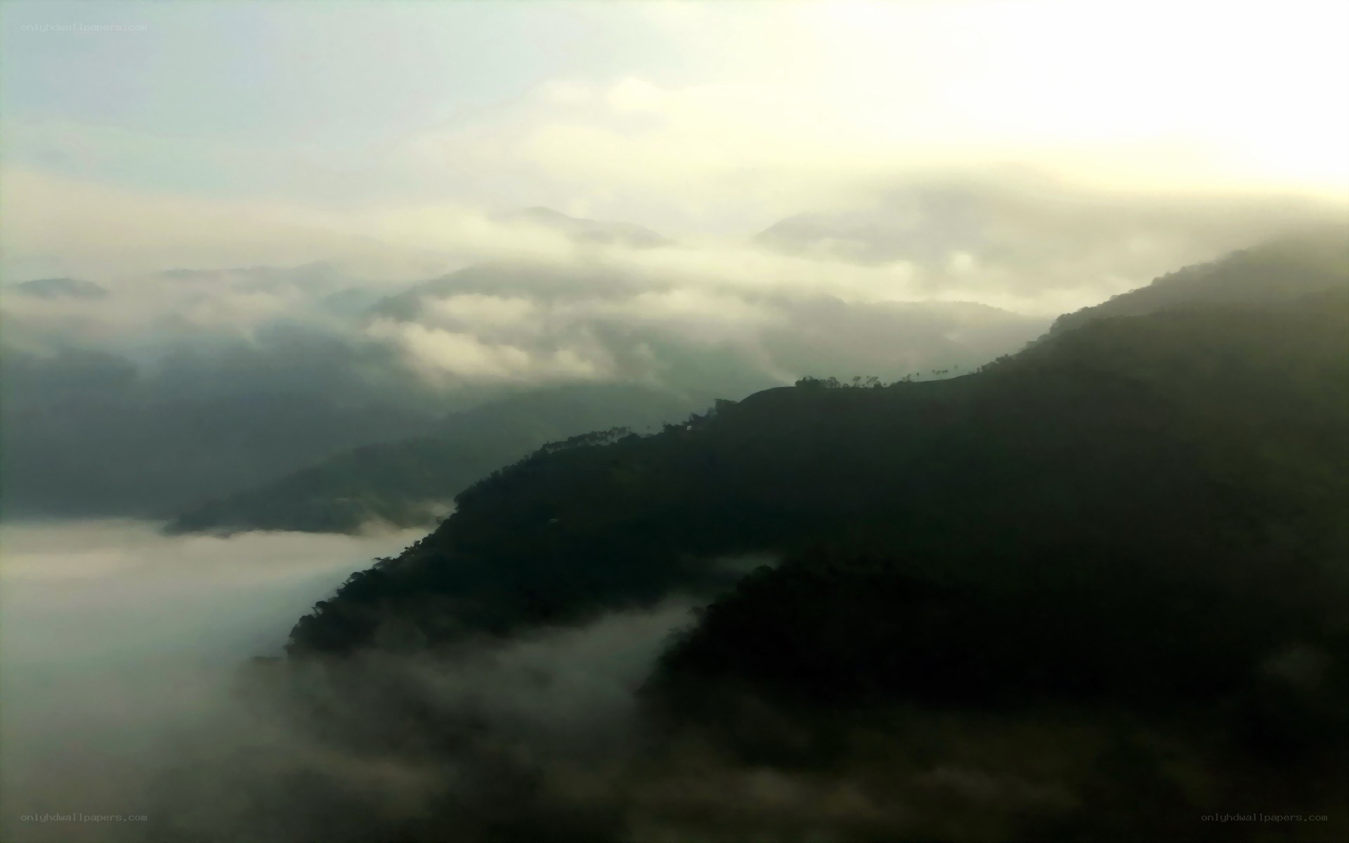 Misty mountains at dawn