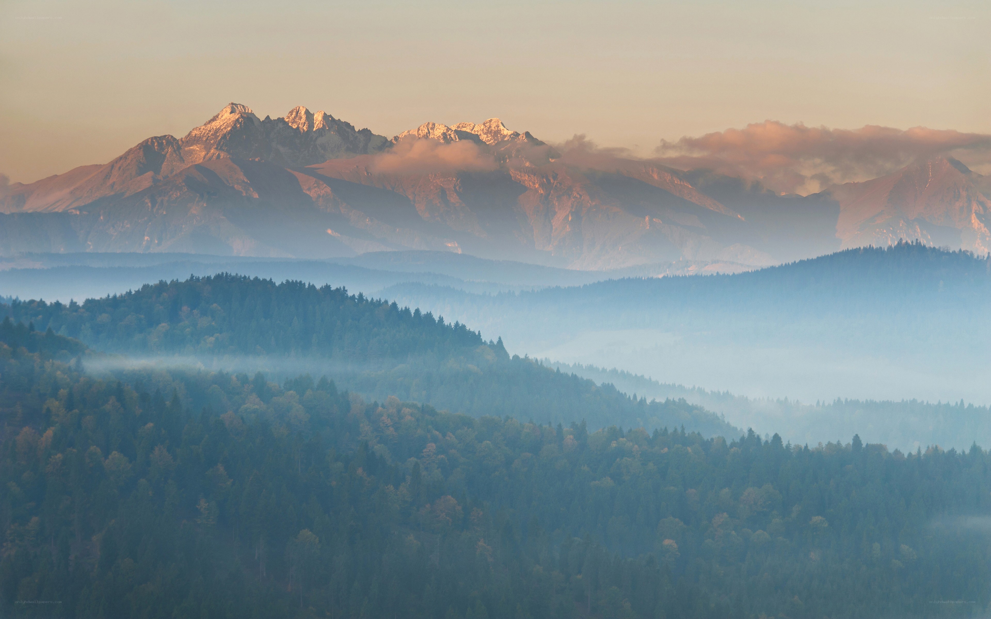 Misty mountains at dawn