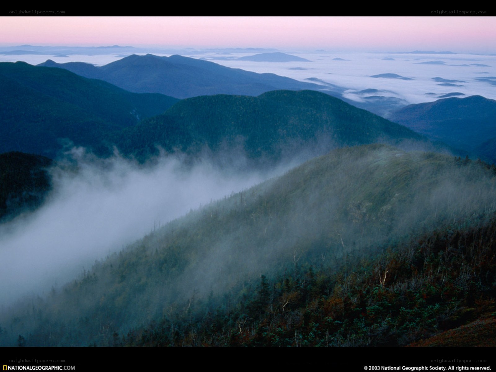 Misty mountains at dawn