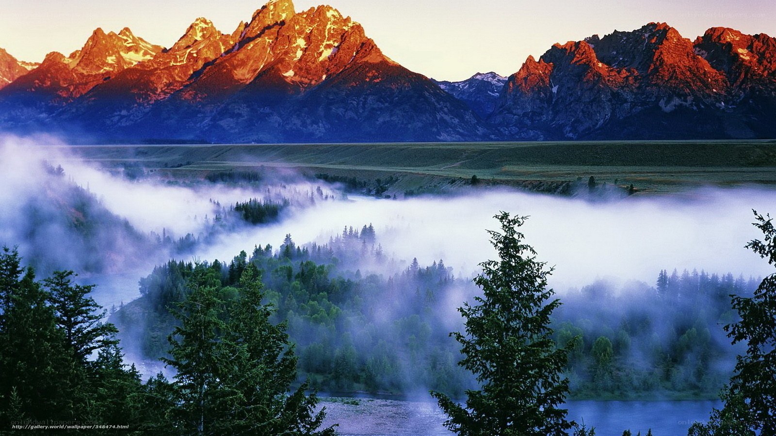 Misty mountains at sunrise