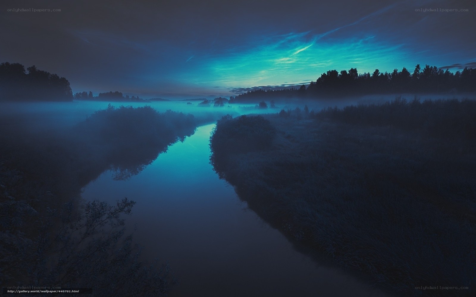 Misty river at dawn