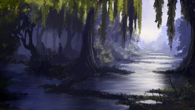 Misty river in a forest