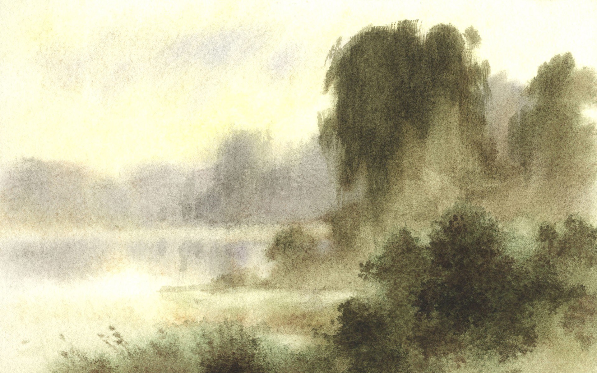 Misty river landscape