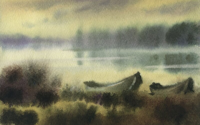 Misty river landscape
