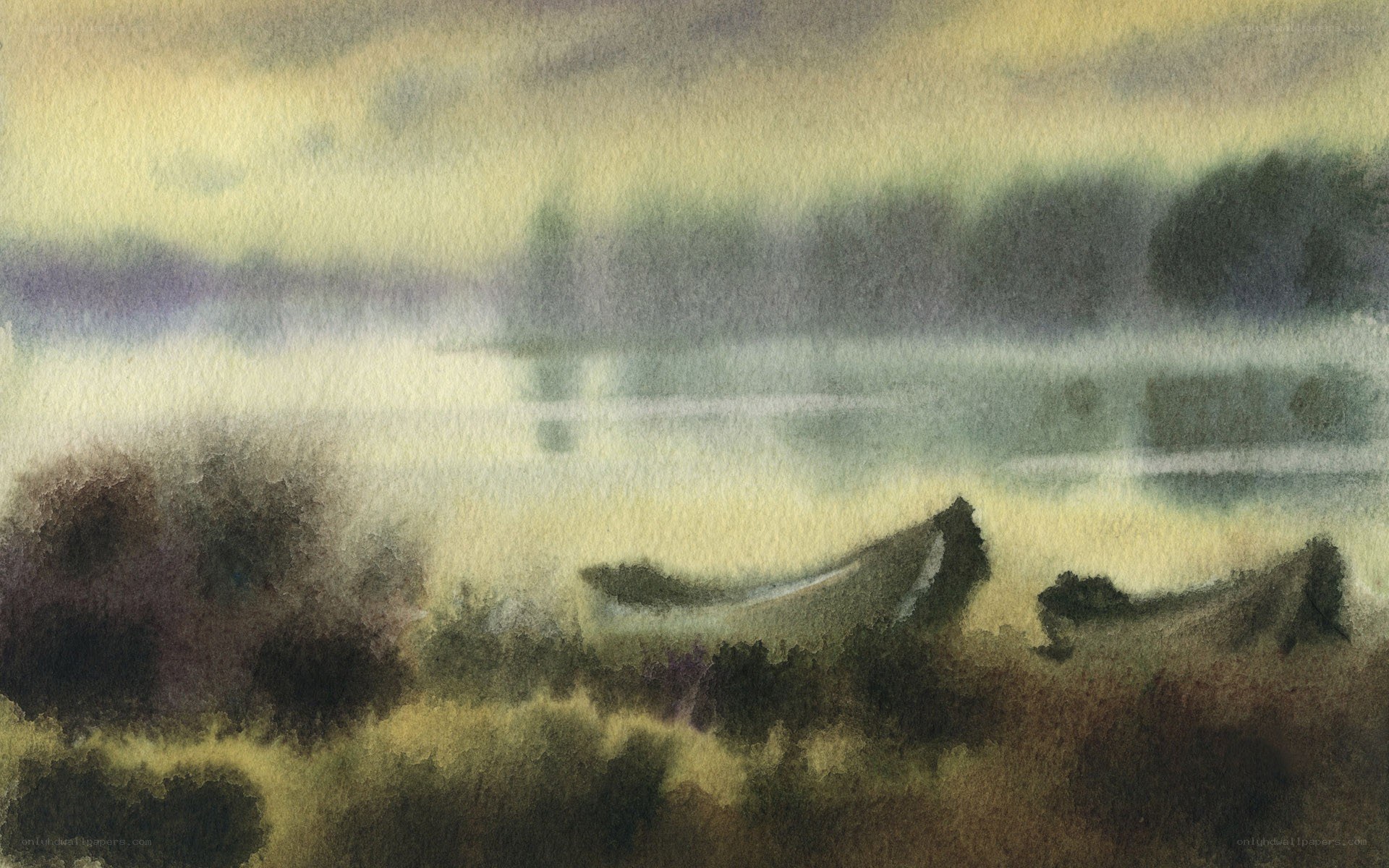 Misty river landscape
