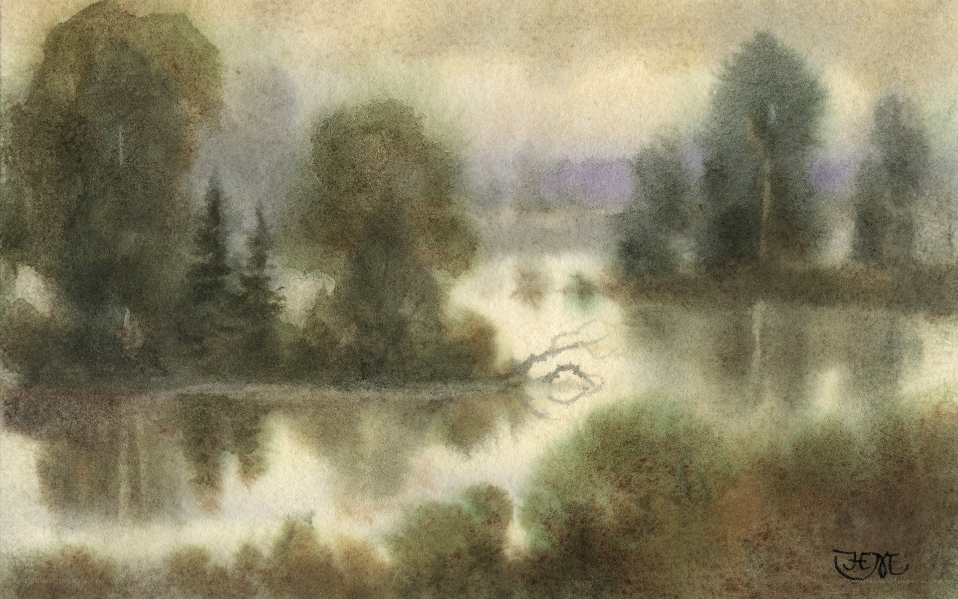 misty river landscape