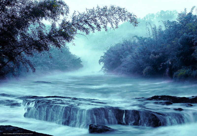 Misty River Waterfall