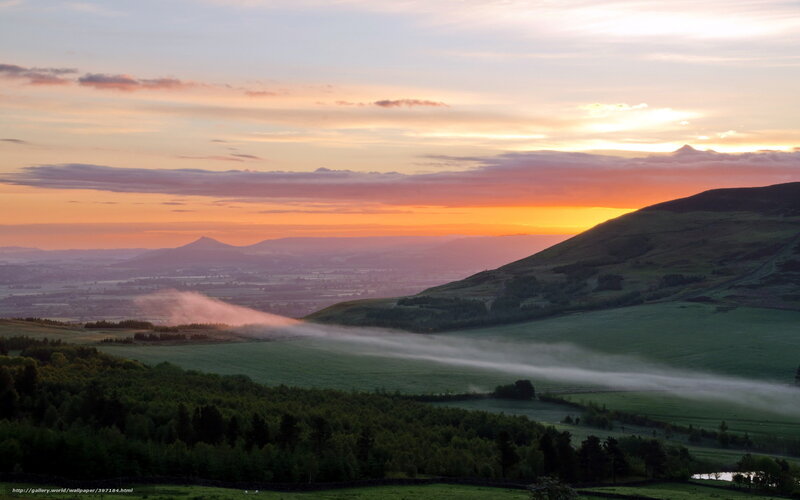Misty Valley at Sunrise — Orange, Serene