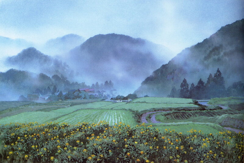 Misty Valley with Fields