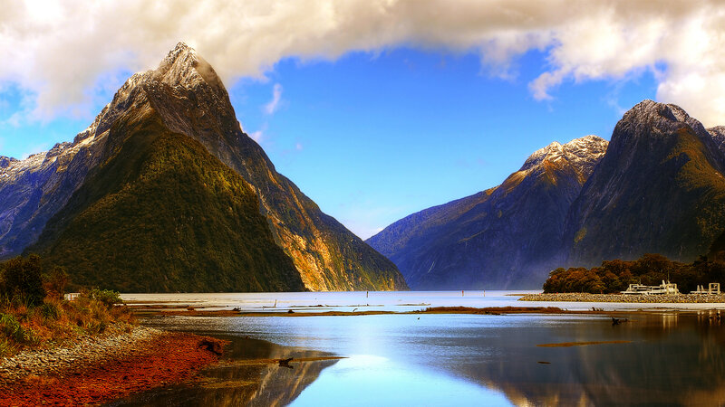 Mitre Peak and Milford Sound — Blue, Dramatic
