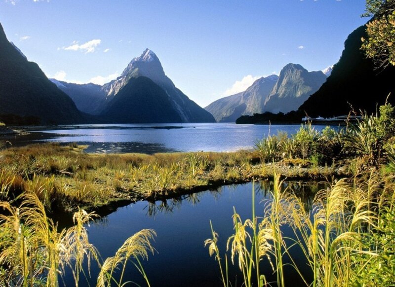 Mitre Peak and Milford Sound — Blue