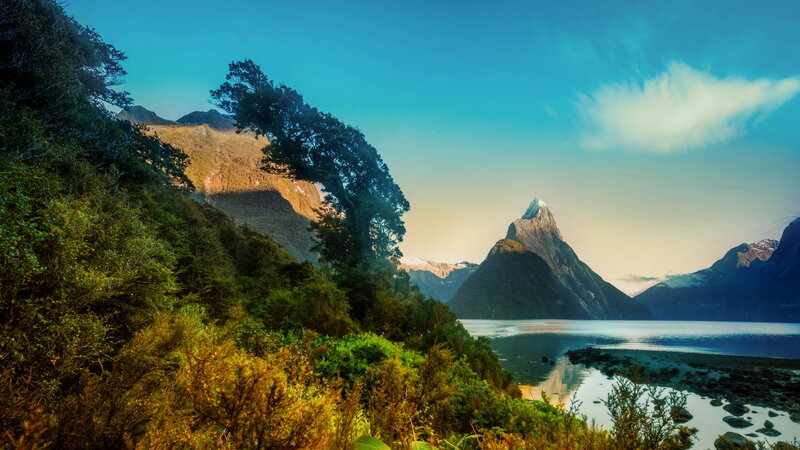 Mitre Peak at Milford Sound — Blue