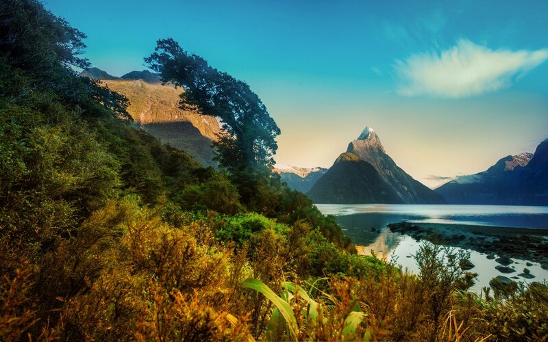 Mitre Peak in Milford Sound — Blue