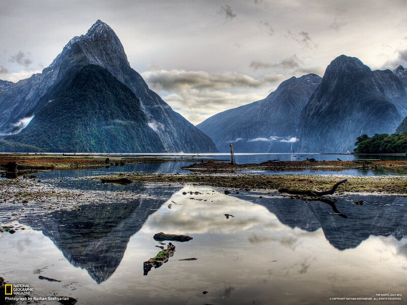 Mitre Peak reflection in Milford Sound