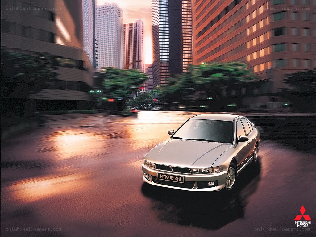 Mitsubishi car in city