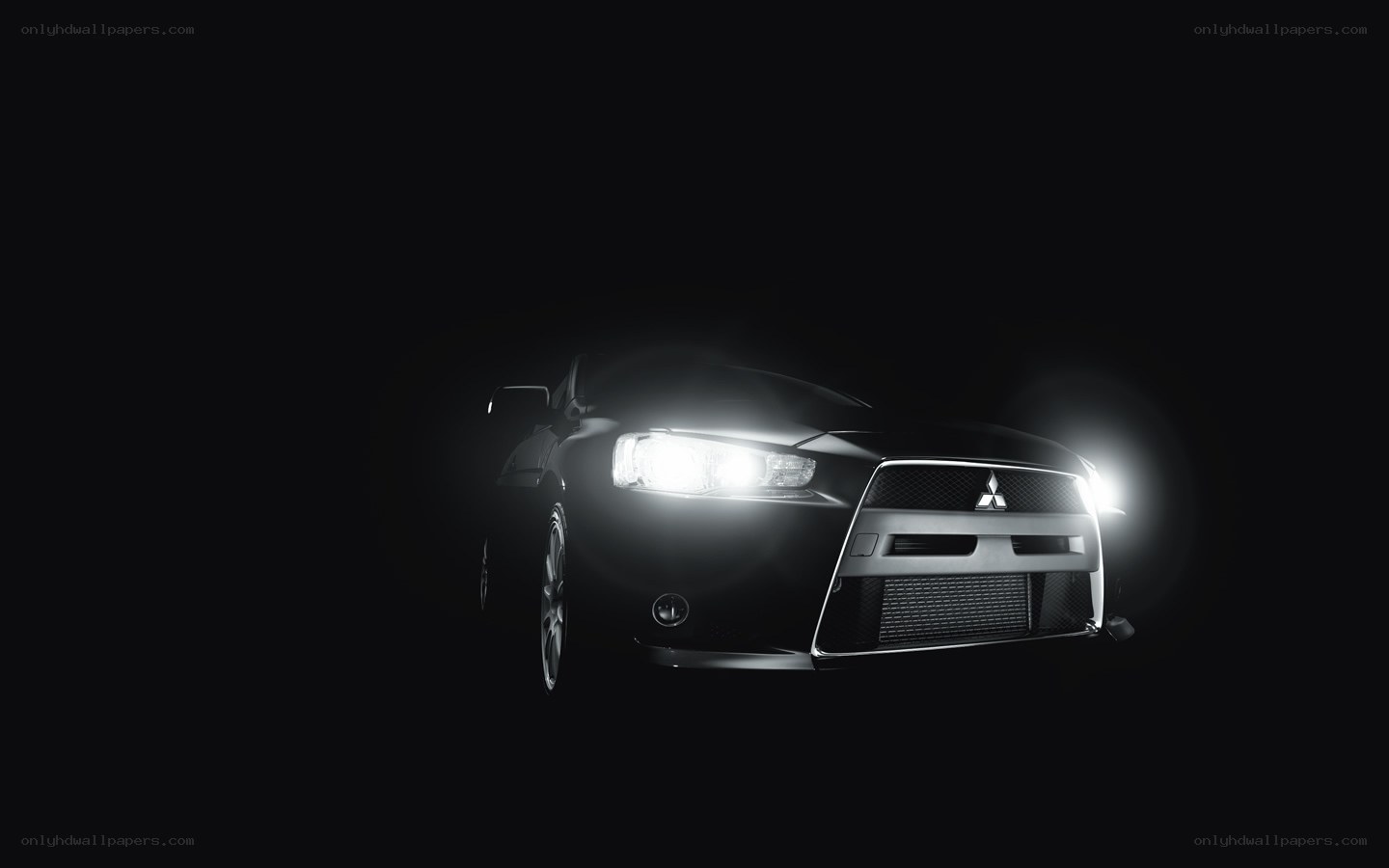Mitsubishi car in darkness