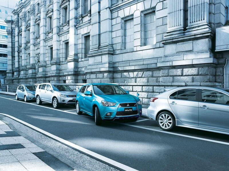Mitsubishi cars in city