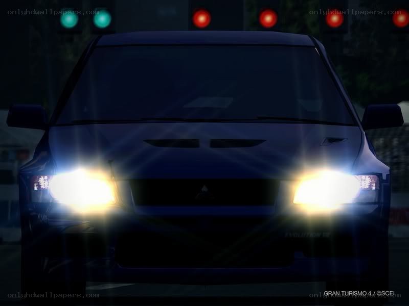 Mitsubishi Lancer Evolution at night