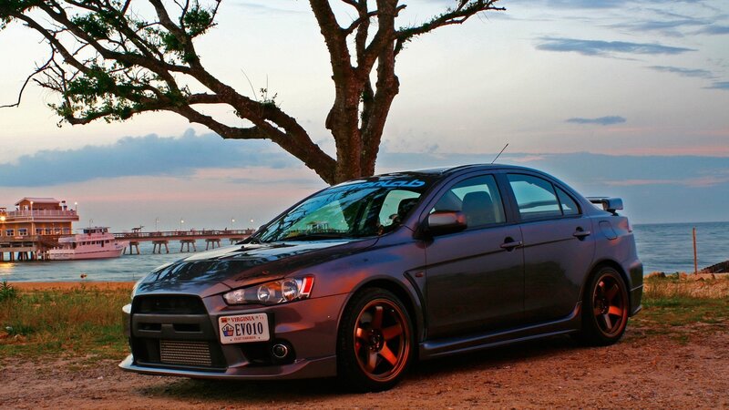 Mitsubishi Lancer Evolution at sunset