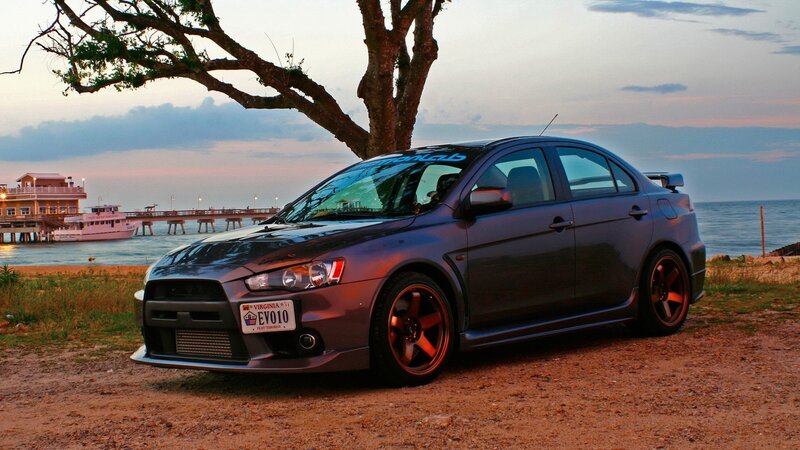 Mitsubishi Lancer Evolution on a beach
