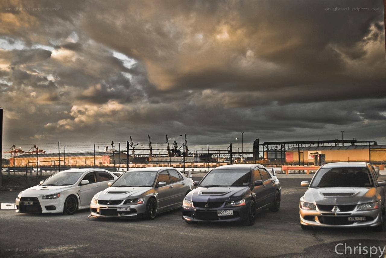 Mitsubishi Lancer Evolutions in a row