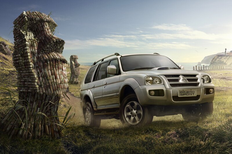 Mitsubishi Pajero Sport in a surreal landscape