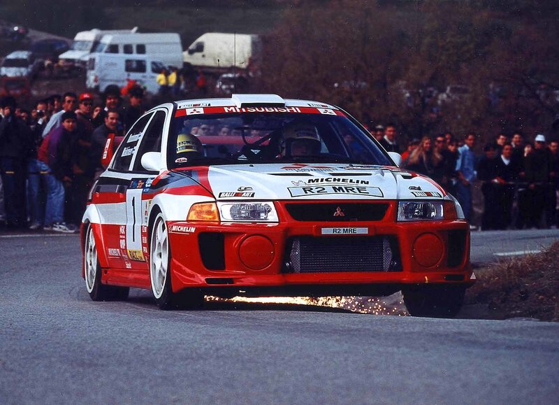 Mitsubishi rally car in action