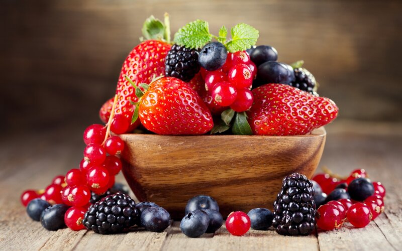Mixed Berries in Bowl — Red, Fresh, Photograph