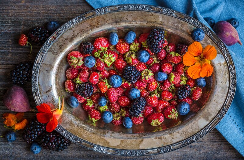Mixed Berries in Bowl — Red, Rustic