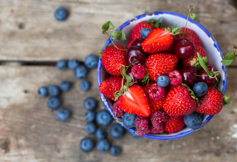 Mixed Berries in Bowl — Red
