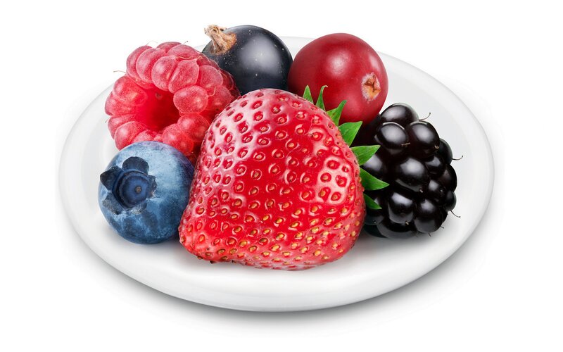 Mixed Berries on Plate — Red