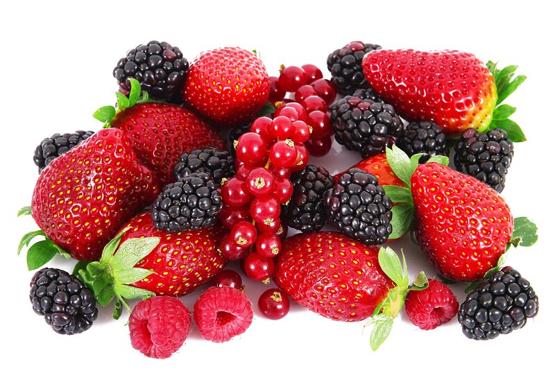Mixed Berries on White — Red, Fresh, Photograph, Strawberries