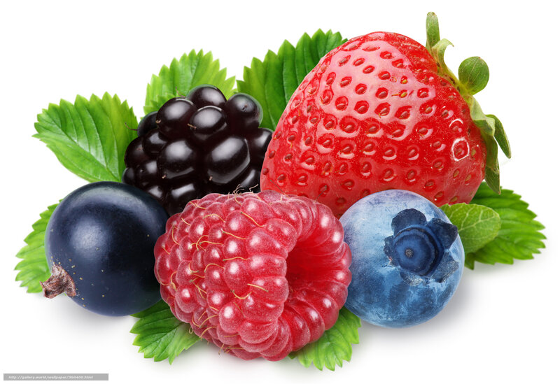 Mixed Berries with Leaves — Red, Fresh, Photograph, Strawberry