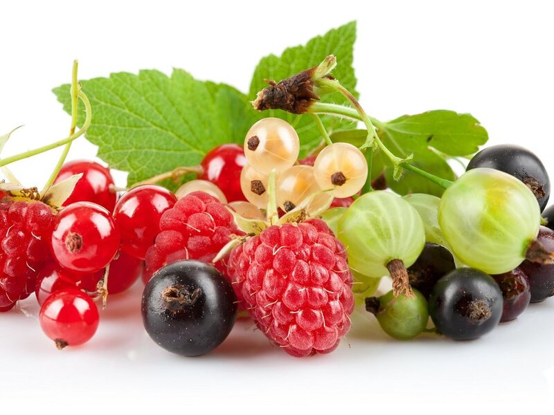 Mixed Berries with Leaves