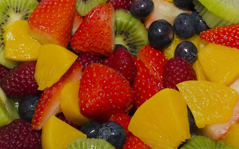 Mixed Fruit Salad — Red, Fresh, Photograph, Strawberries, Kiwi