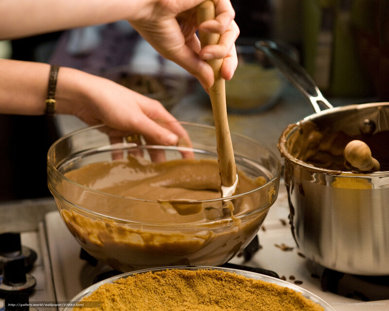 Mixing chocolate filling