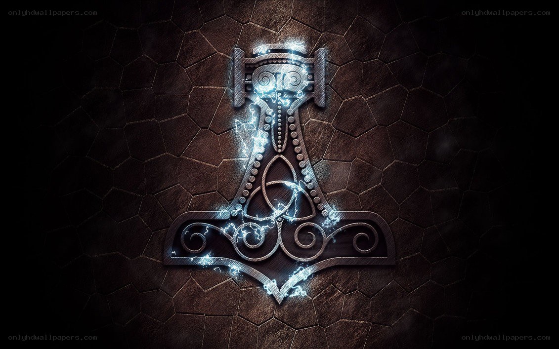 Mjölnir symbol with lightning