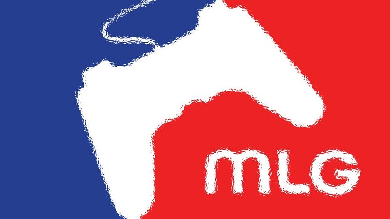 MLG logo on red and blue background