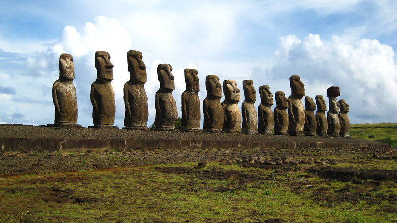 Moai Statues at Ahu Tongariki — Blue