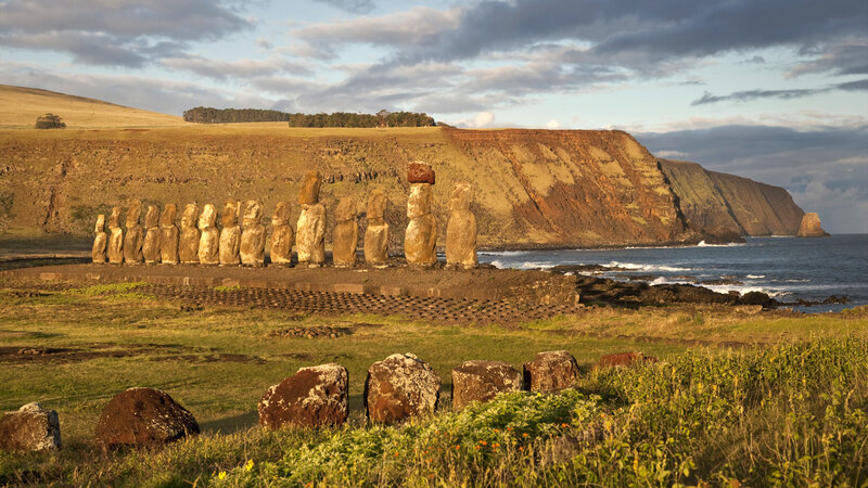 Moai Statues at Ahu Tongariki — Green, Serene