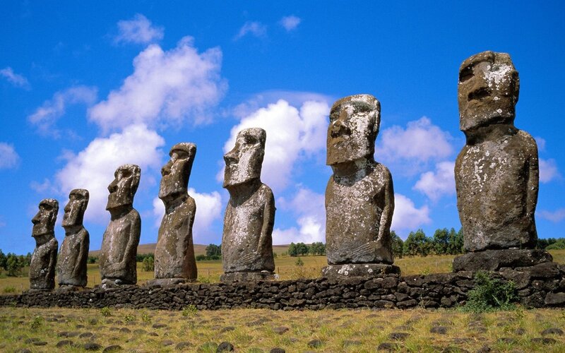 Moai Statues in a Row