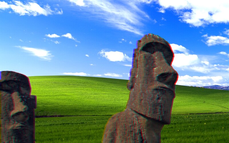Moai Statues in Field