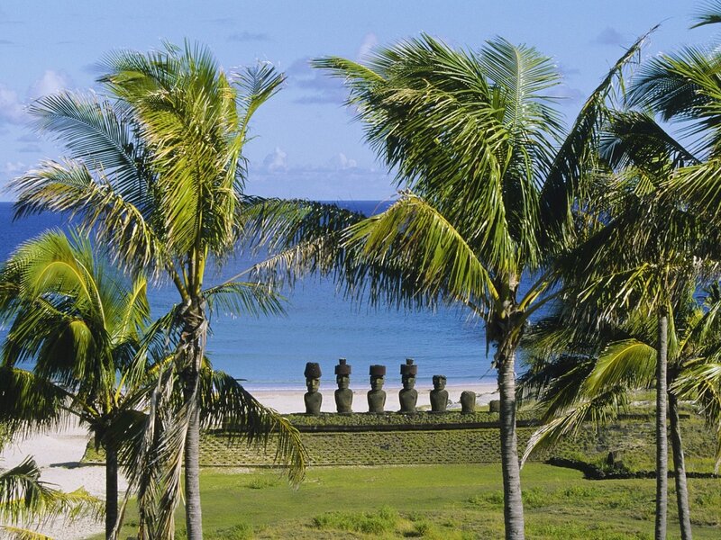 Moai Statues on Beach