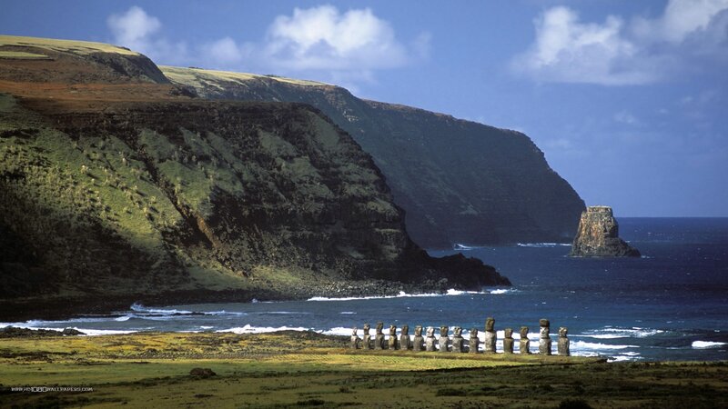Moai Statues on Coast
